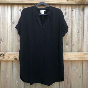Finley Oversized Shirt Dress Size S Black Bamboo Spandex Short Dolman Sleeves